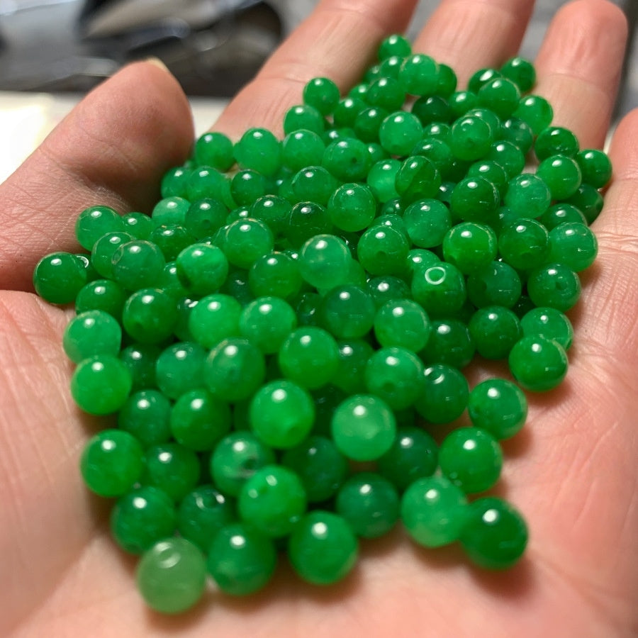10PCS 6mm Natural Jade Round Beads, Green Gemstone Loose Beads for DIY Bracelet, Necklace, Earring Jewelry Making Supplies