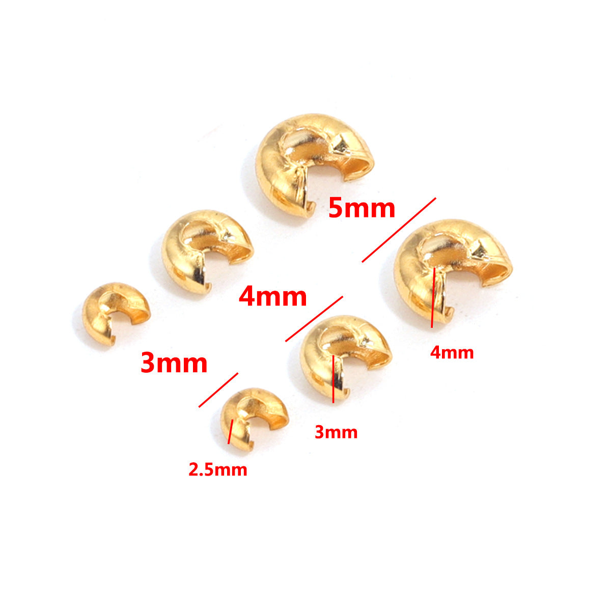 100Pcs Stainless Steel Crimp Beads Covers, Open Half Round Crimping Knot Cover Small Spacer Beads for Jewelry Making Assortments DIY Crafts Bracelets