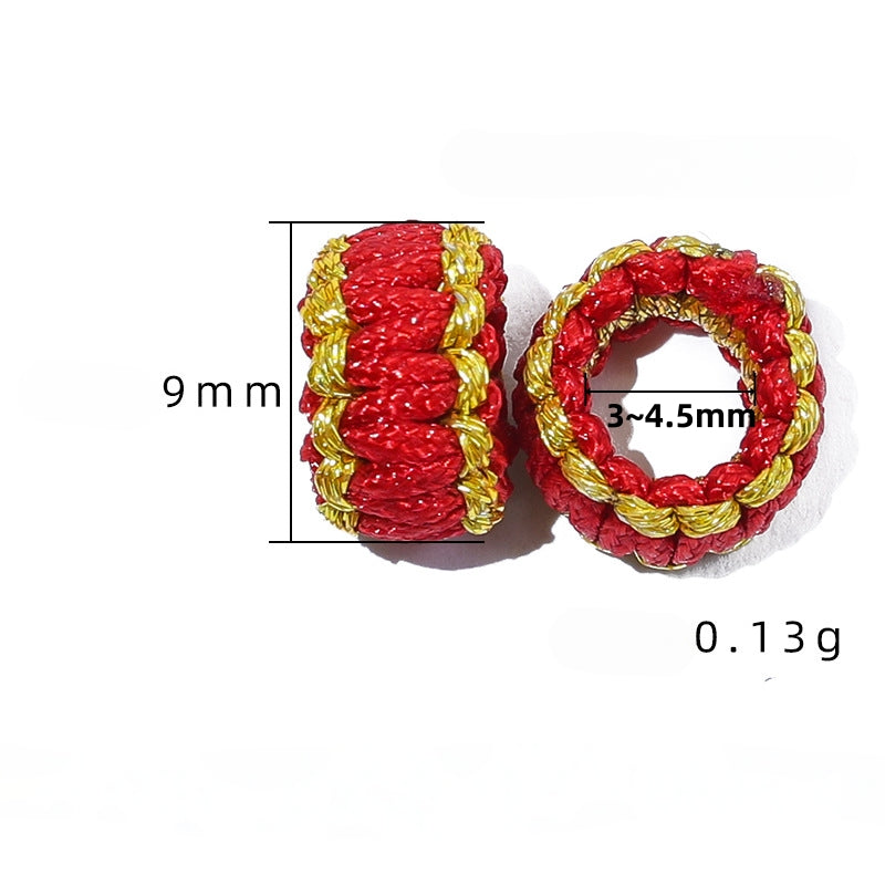10PCS Handmade Seamless Flat Knot Coil, Handwoven Red Cord, DIY Bracelet & Pendant Connector, Jewelry Making Findings
