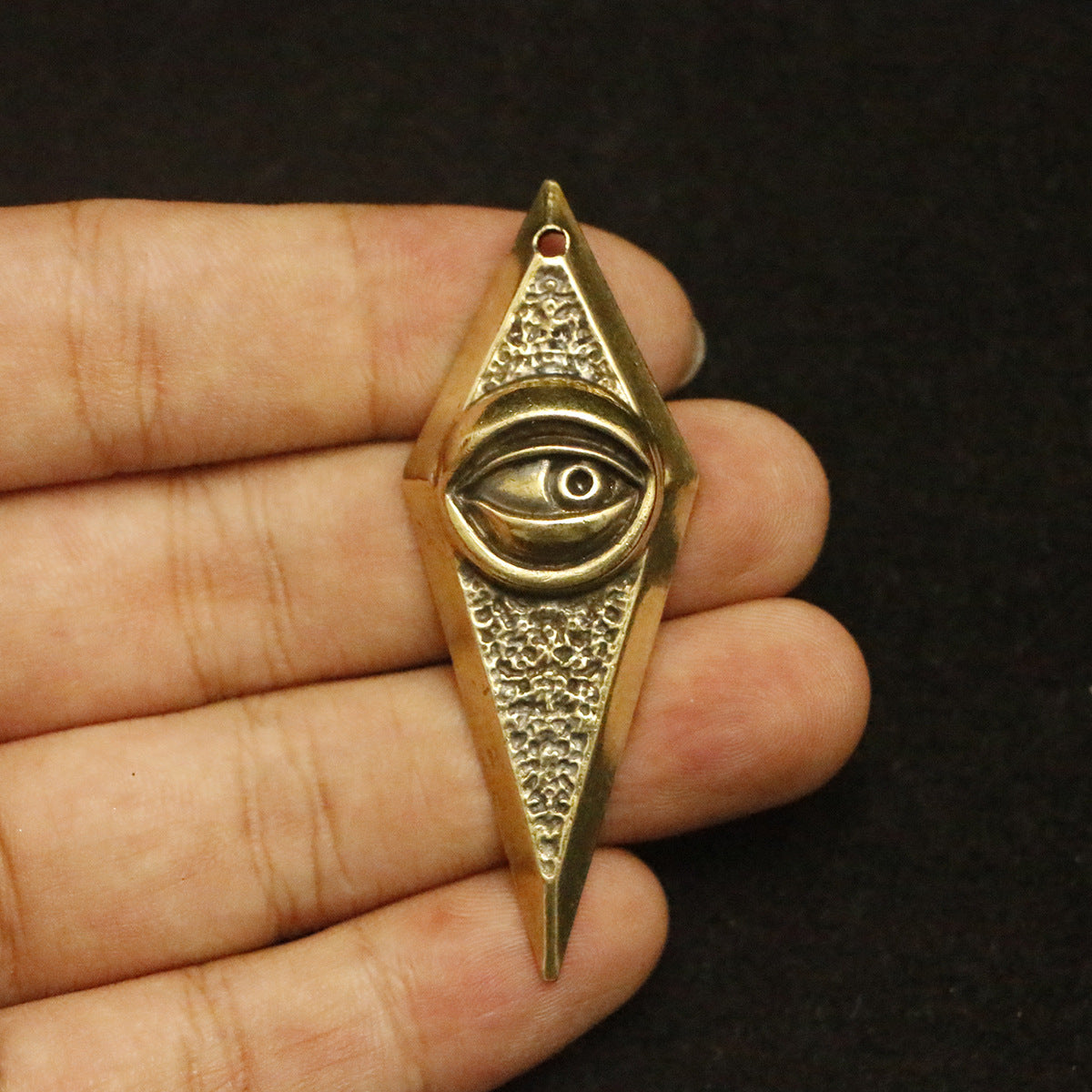 Vintage Brass Evil Eye Pendant, Retro Statement Pendant, Gothic Steampunk Eye Charm, Unique Brass Jewelry Making Supplies
