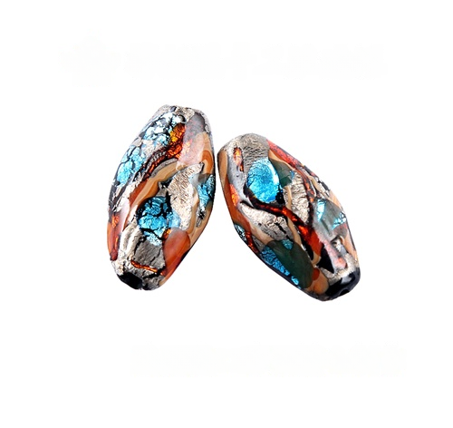Handmade Murano Style Abstract Glass Beads, Colorful Foil Lampwork Loose Beads for DIY Jewelry Making & Beading Projects