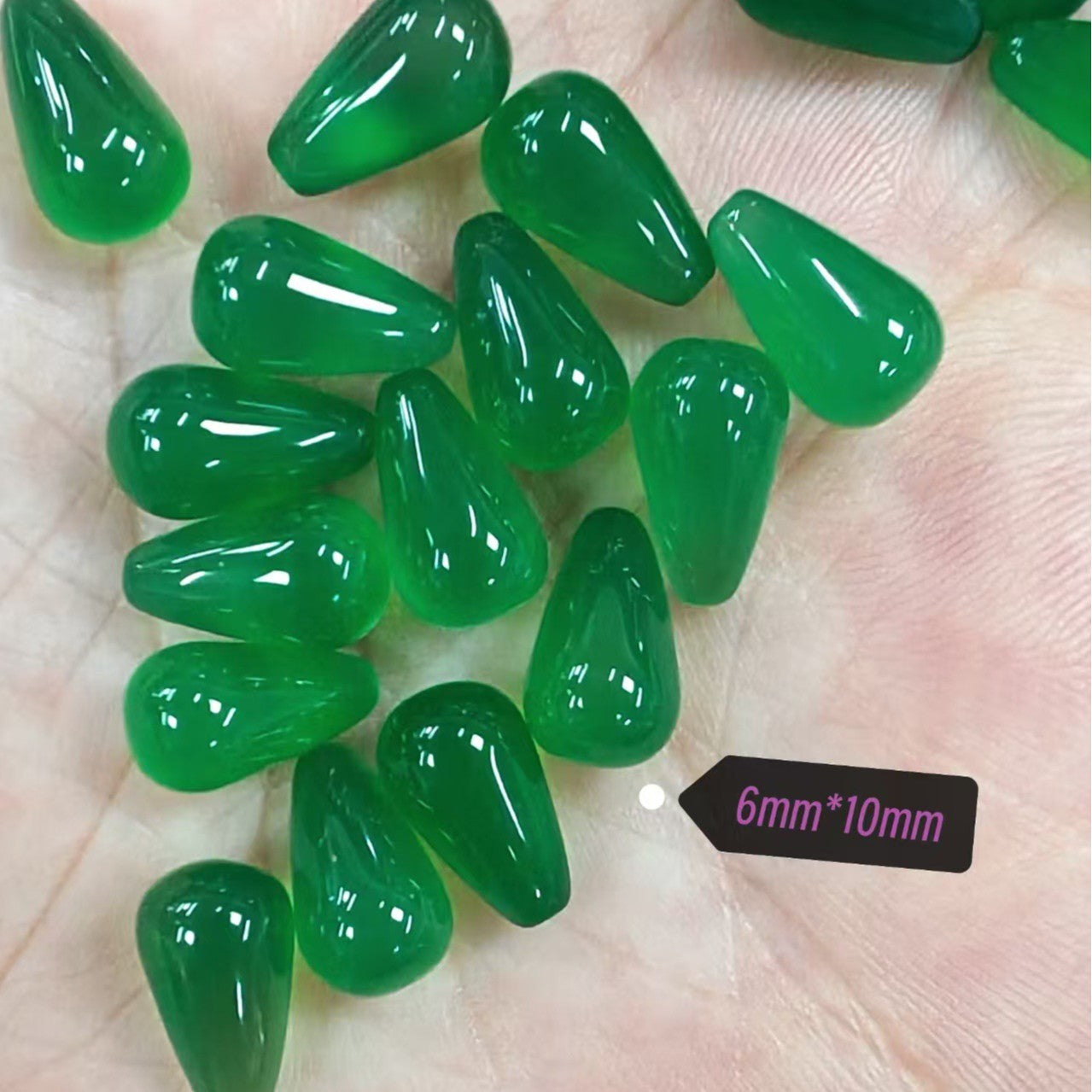 Natural Green Agate Teardrop Beads 6x10mm, Half Drilled Gemstone Beads, DIY Jewelry Making Supplies for Earrings and Pendants