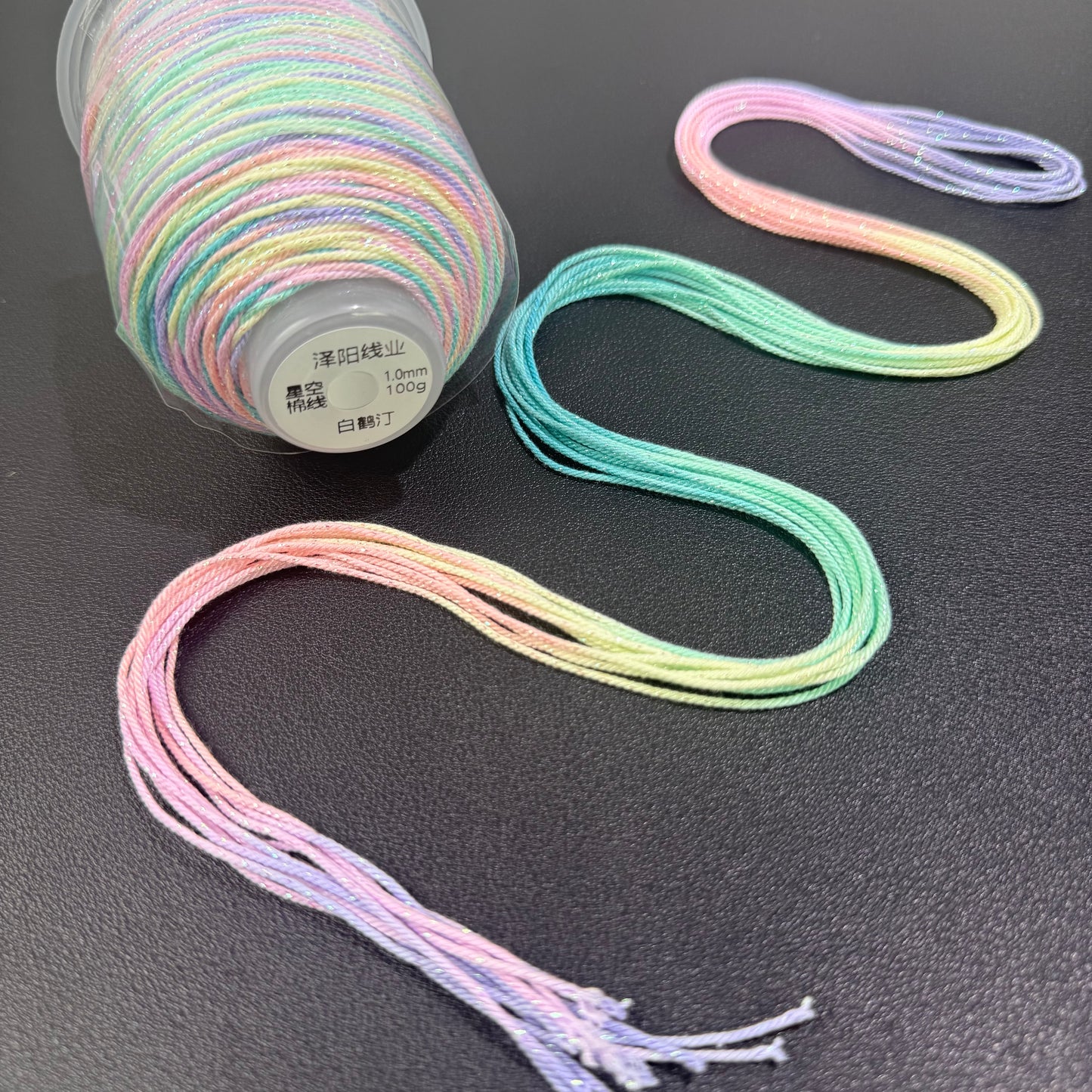 1.0mm Colorful Gradient Cotton Cord, 18-Strand Durable Thread, DIY Bracelet String, Handwoven Craft Rope, Strong Wear-Resistant Jewelry Making Cord,130 Meters Per Roll
