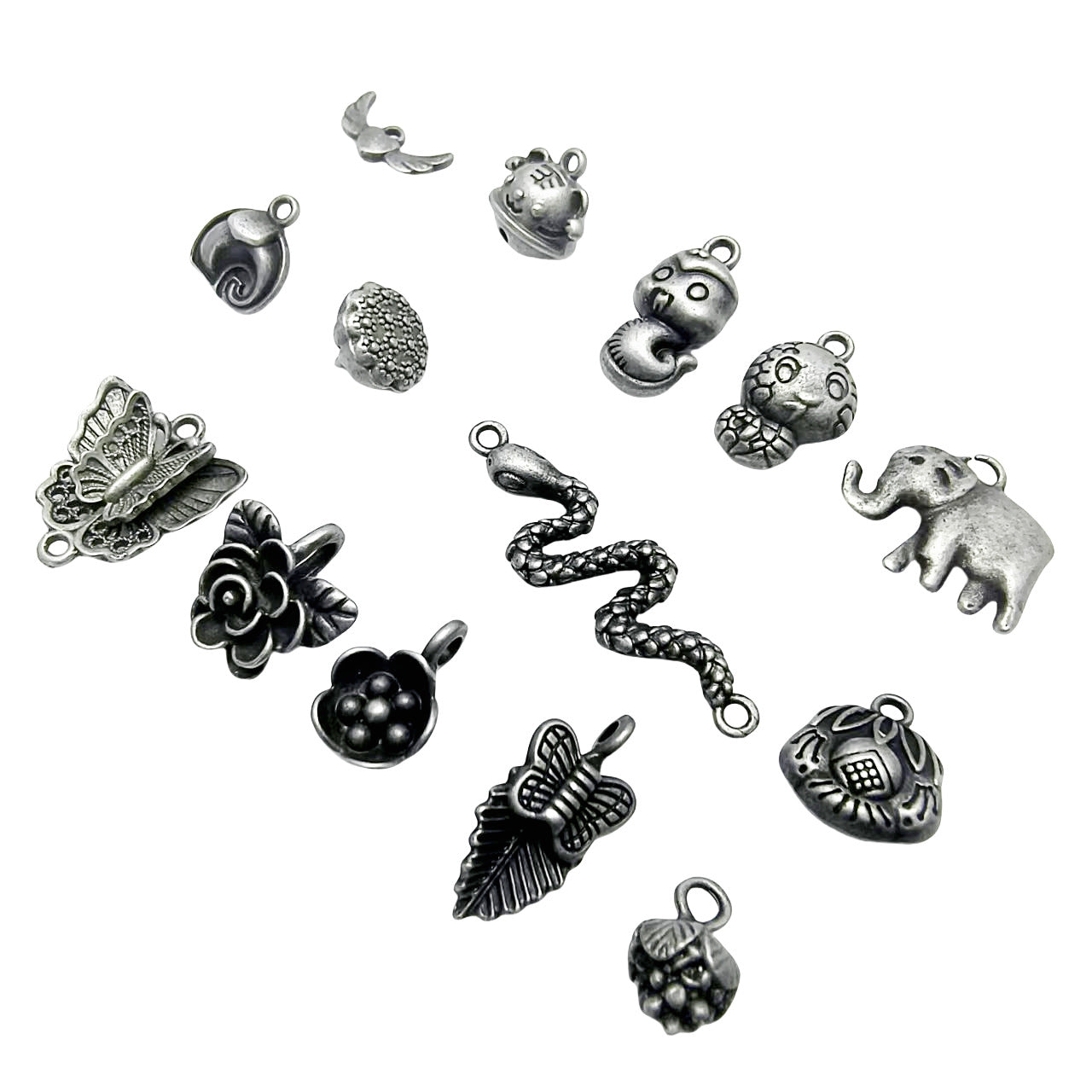 A Series of Charm 3:10PCS Vintage Animal Flower Butterfly Charms, Retro Jewelry Pendant, Antique Style Alloy Connector for DIY Necklace Bracelet Earrings