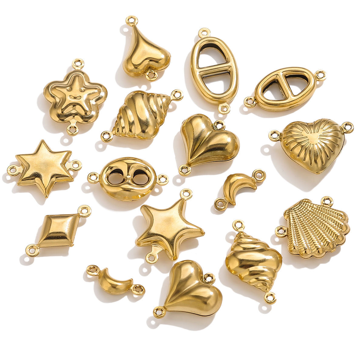 10PCS Stainless Steel Double-Hole Connector| Heart & Star Shapes | DIY Jewelry Connectors for Bracelets & Necklaces