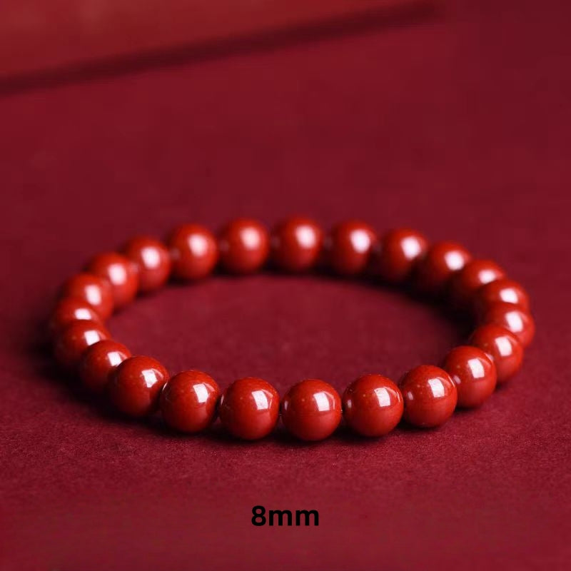 Natural Cinnabar Beaded Bracelet, High Content Raw Cinnabar Prayer Beads, Handmade Healing Jewelry, Meditation Mala Gift