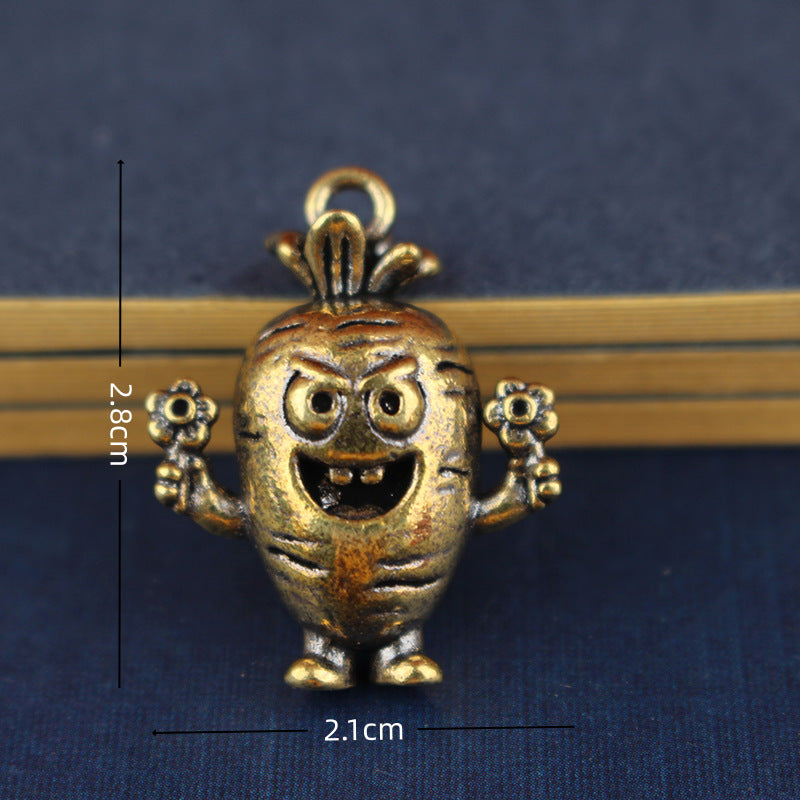 Cute Brass Carrot Pendant - Vintage Style Vegetable Charm for Garden Lovers, Dainty Jewelry Accessory