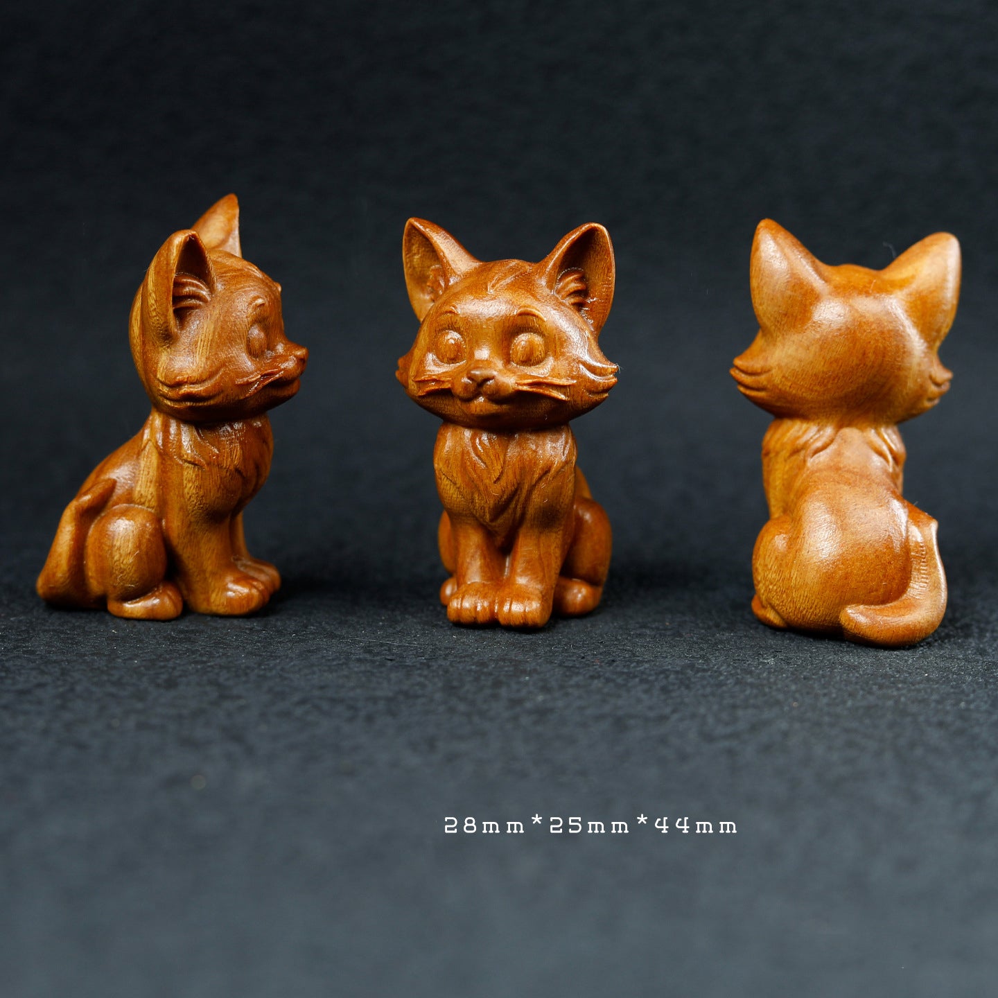 Artisan Crafted Green Sandalwood Cat Statue - Hand Carved Wooden Cat Figurine for Shelf Decor