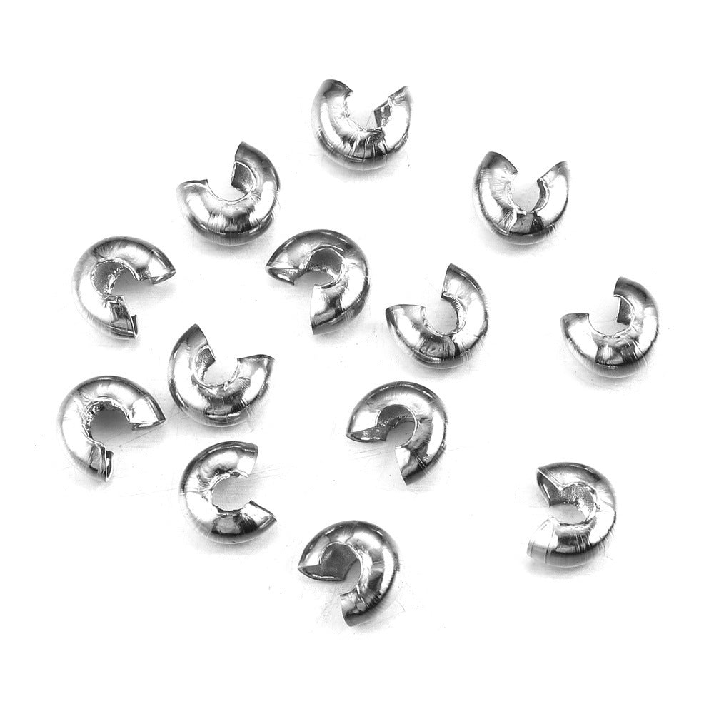 100Pcs Stainless Steel Crimp Beads Covers, Open Half Round Crimping Knot Cover Small Spacer Beads for Jewelry Making Assortments DIY Crafts Bracelets