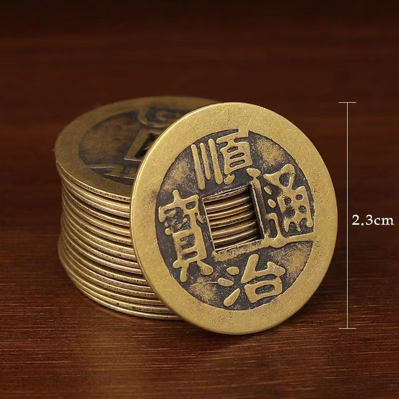 Vintage Brass Five Emperor Coins, Ancient Chinese Coin Charms, Feng Shui Lucky Coins, Retro Brass Ancient Currency, DIY Jewelry Supplies