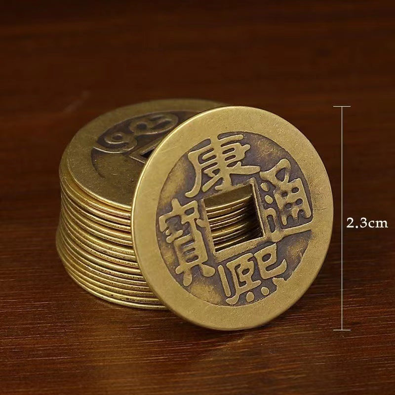 Vintage Brass Five Emperor Coins, Ancient Chinese Coin Charms, Feng Shui Lucky Coins, Retro Brass Ancient Currency, DIY Jewelry Supplies