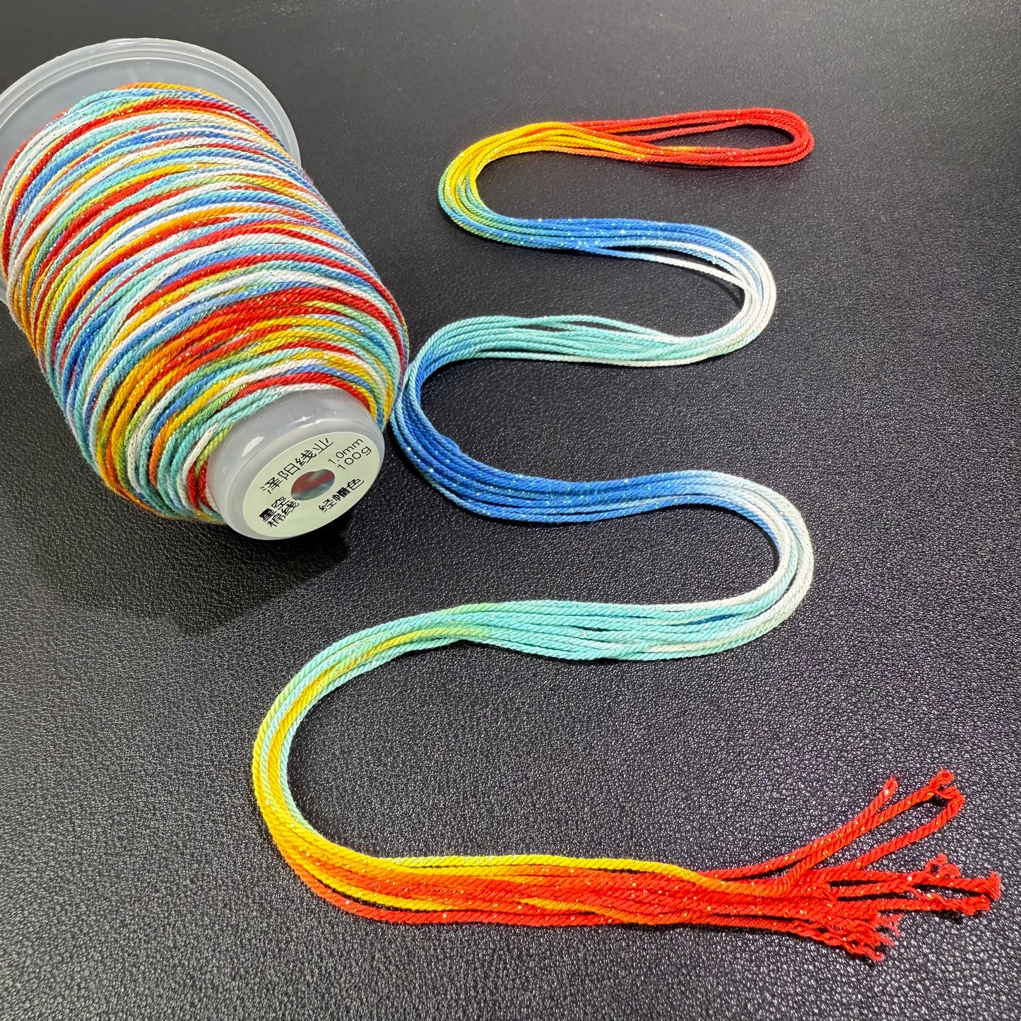 1.0mm Colorful Gradient Cotton Cord, 18-Strand Durable Thread, DIY Bracelet String, Handwoven Craft Rope, Strong Wear-Resistant Jewelry Making Cord,130 Meters Per Roll