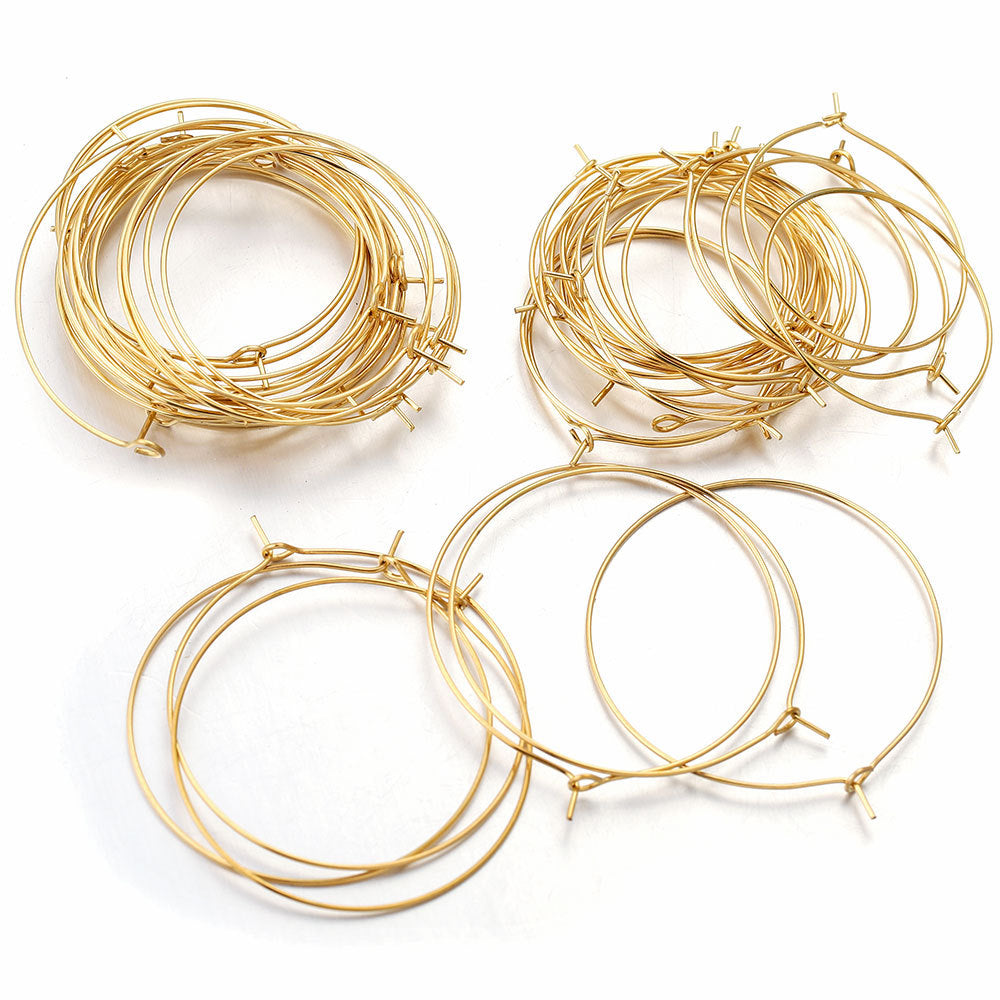 50PCS Stainless Steel (Titanium Steel) Earring Hoop Parts | Korean-Style Round 9-Shape Ear Hooks, DIY Earring Jewelry Accessories