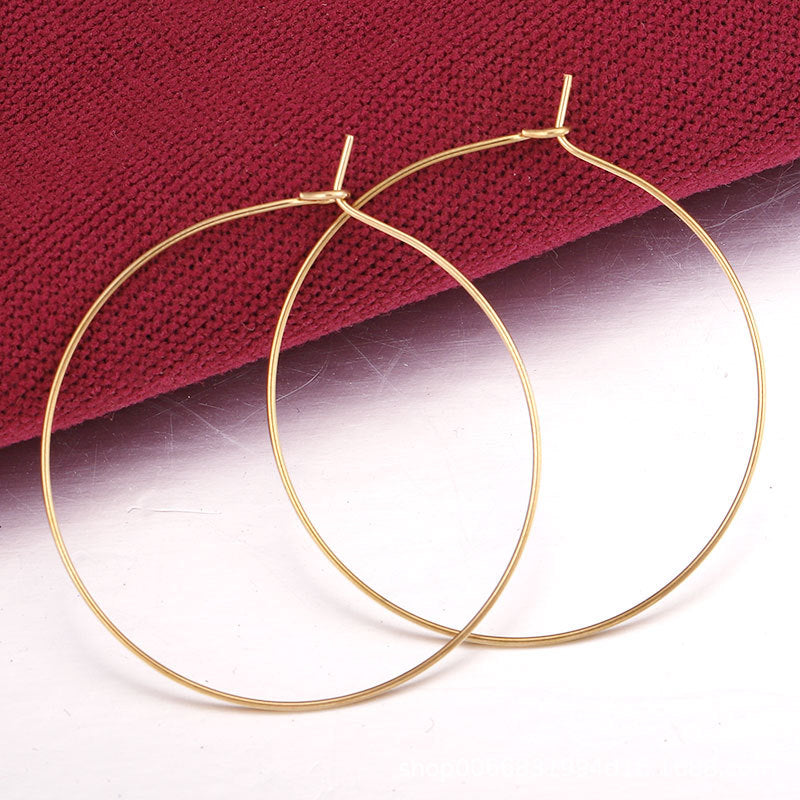 50PCS Stainless Steel (Titanium Steel) Earring Hoop Parts | Korean-Style Round 9-Shape Ear Hooks, DIY Earring Jewelry Accessories