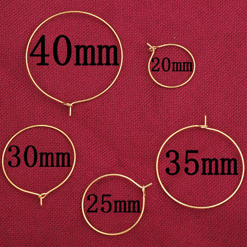 50PCS Stainless Steel (Titanium Steel) Earring Hoop Parts | Korean-Style Round 9-Shape Ear Hooks, DIY Earring Jewelry Accessories