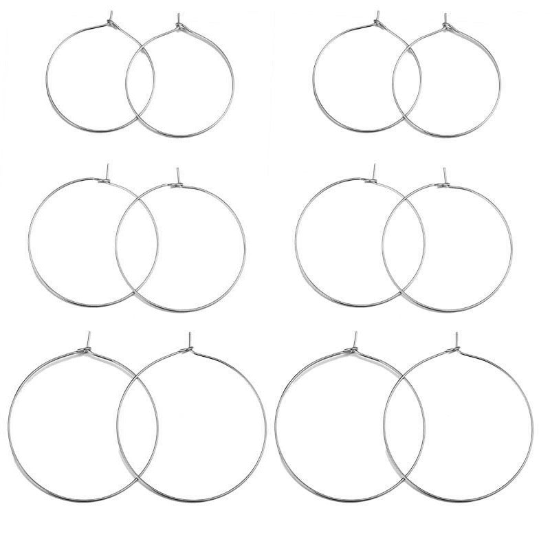 50PCS Stainless Steel (Titanium Steel) Earring Hoop Parts | Korean-Style Round 9-Shape Ear Hooks, DIY Earring Jewelry Accessories