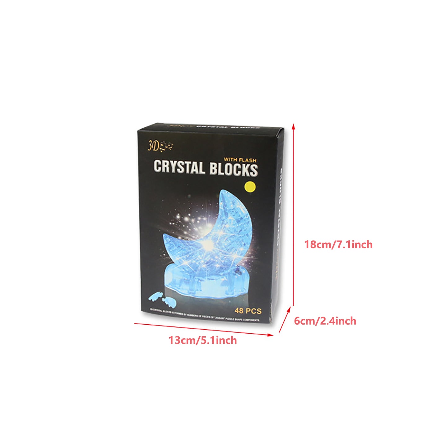 3D Crystal Puzzle Moon, Crystal Puzzle Brainteasers for Puzzlers Ages 16 and Up, with Lights, 48PCS