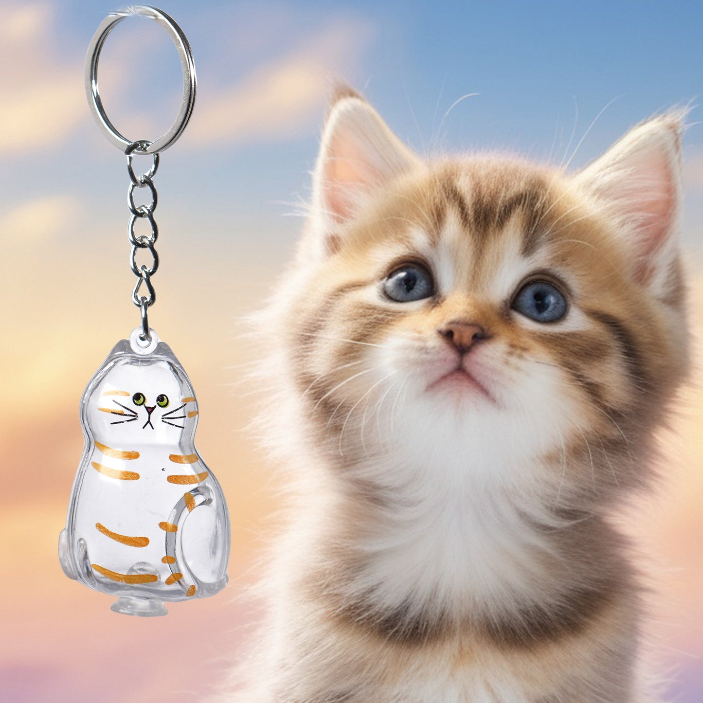6 Pcs Cat Hair Keepsake Keychains – 2025 New Memorial Capsule Pendants, Fur Holder Bottles for Cat Lovers, Thoughtful Pet Loss or Birthday Gifts