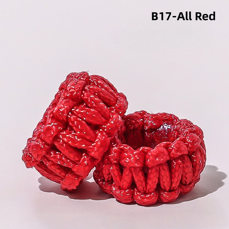 10PCS Handmade Seamless Flat Knot Coil, Handwoven Red Cord, DIY Bracelet & Pendant Connector, Jewelry Making Findings