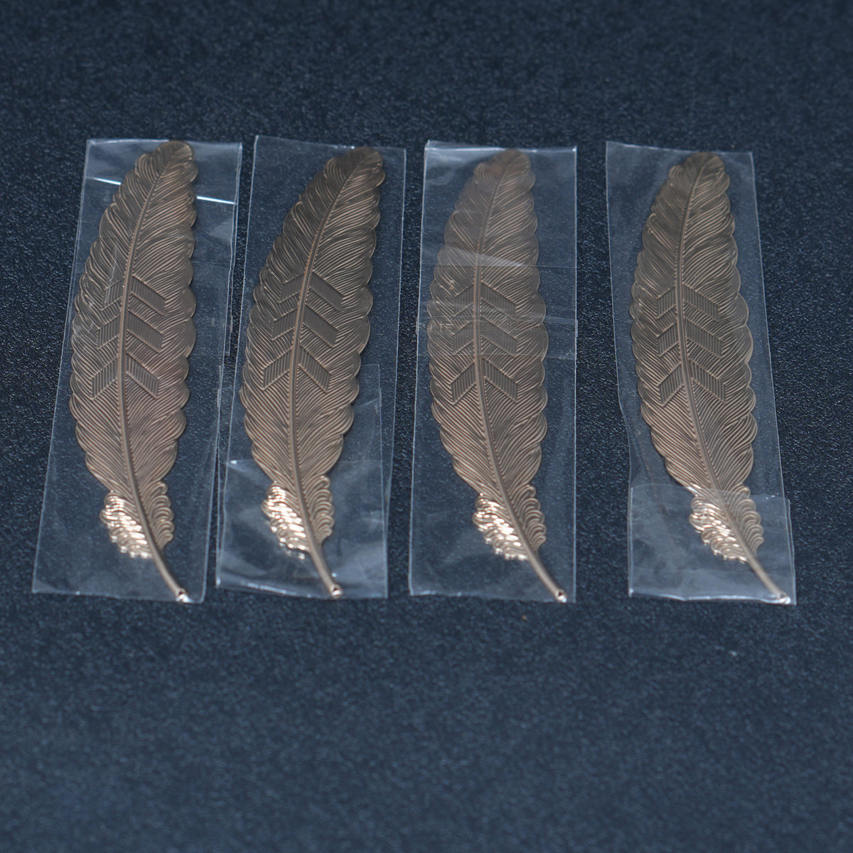 2PCS KC Gold Plated Brass Feather Charm, Handmade Bookmark Making Component,113x23mm