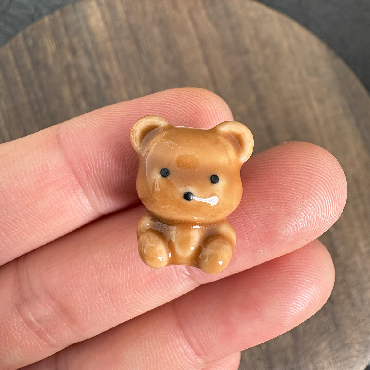 4PCS Brown Ceramic Teddy Bear Beads, Tiny Bear Charms for Jewelry Making
