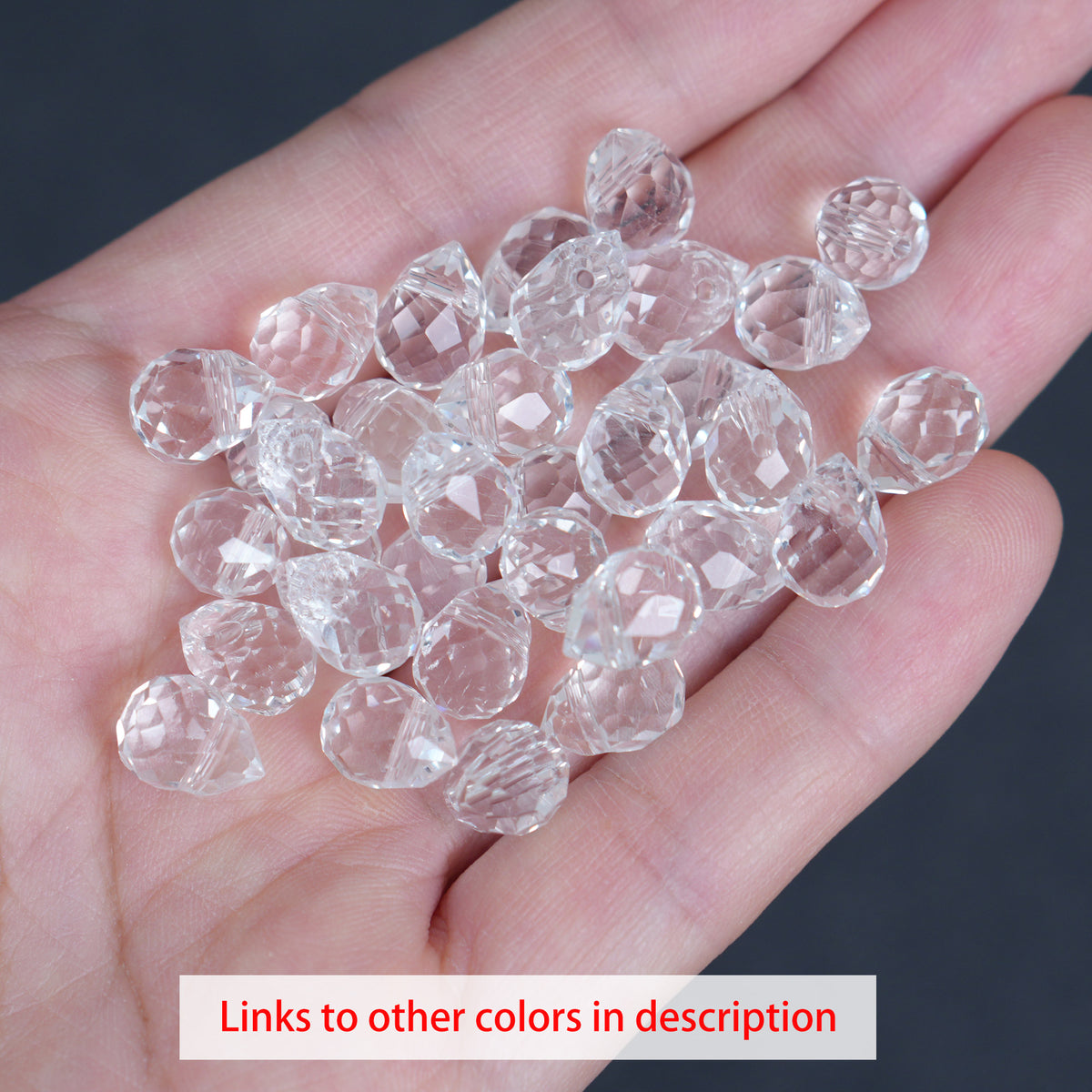 40PCS Clear Faceted Teardrop Glass Beads, 8x10mm for Jewelry Making