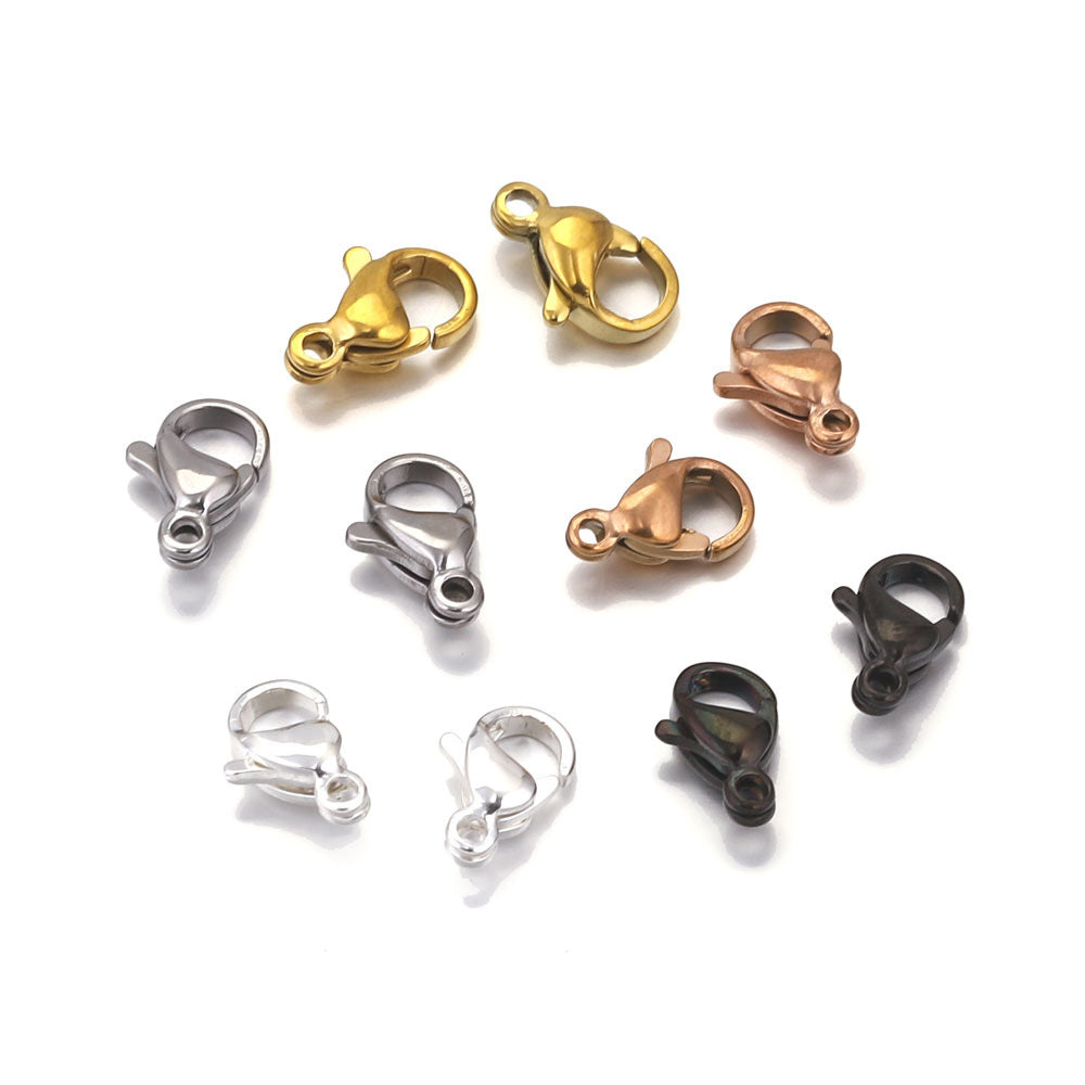 10PCS Stainless Steel Lobster Clasps - Durable Jewelry Findings for DIY Bracelets, Necklaces & Craft Projects