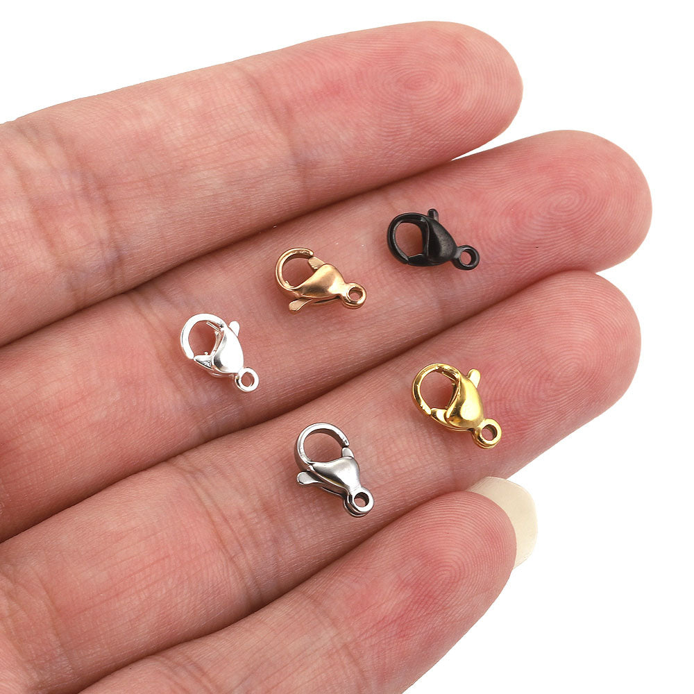 10PCS Stainless Steel Lobster Clasps - Durable Jewelry Findings for DIY Bracelets, Necklaces & Craft Projects