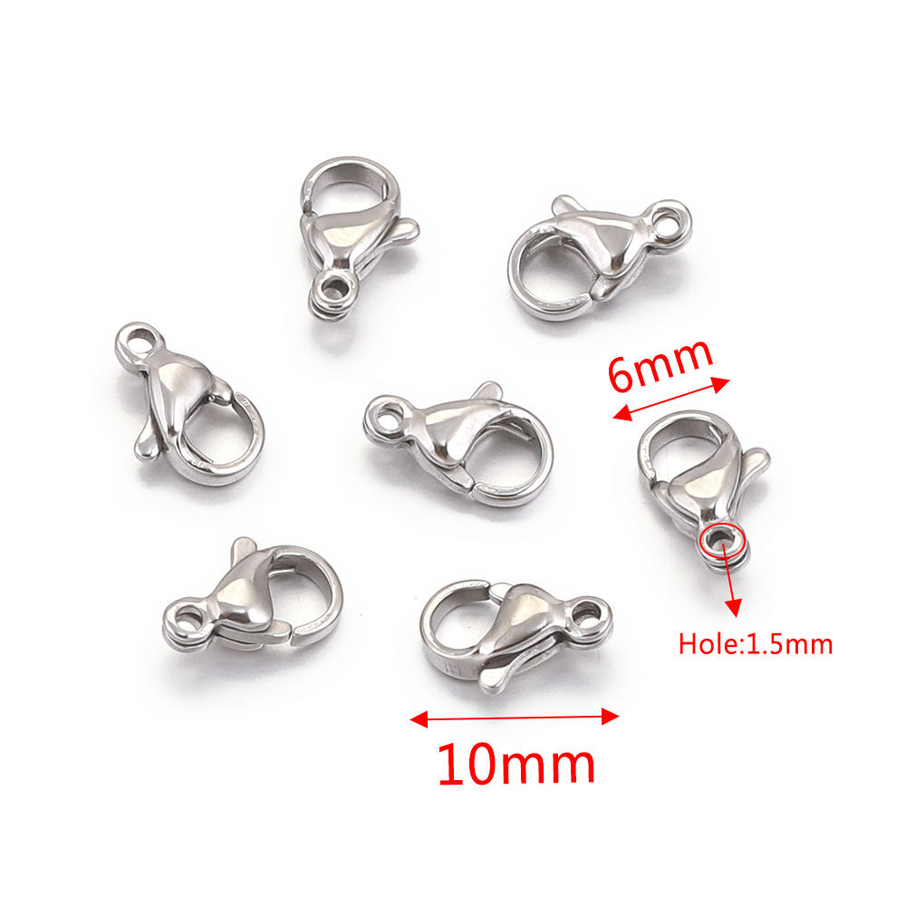 10PCS Stainless Steel Lobster Clasps - Durable Jewelry Findings for DIY Bracelets, Necklaces & Craft Projects