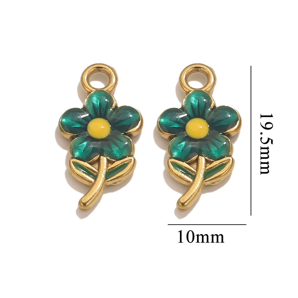 Stainless Steel Cute Flower Charms | Double-Sided Enamel Pendants, DIY Accessories for Bracelets, Necklaces & Earrings