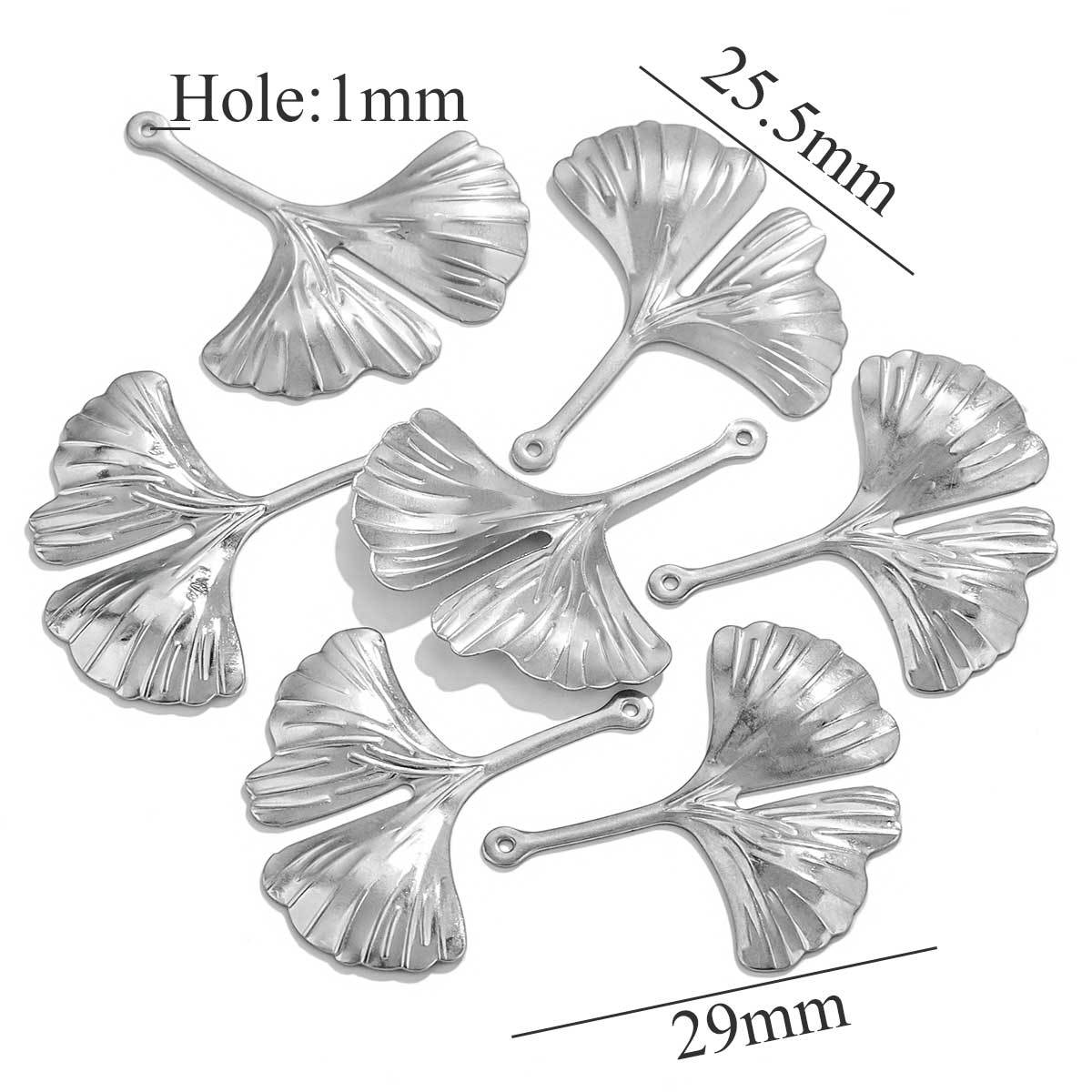 20PCS Stainless Steel Leaf & Ginkgo Leaf Charms - DIY Vintage-Style Earring & Hair Accessory Pendants
