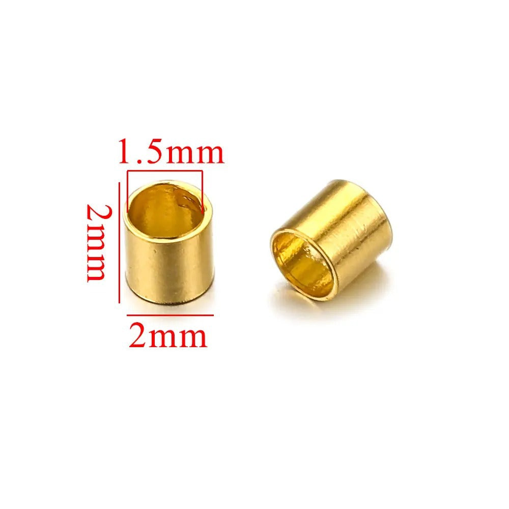 100PCS 2mm Tiny Stainless Steel Column Tube Spacer Beads Loose Spacer Beads