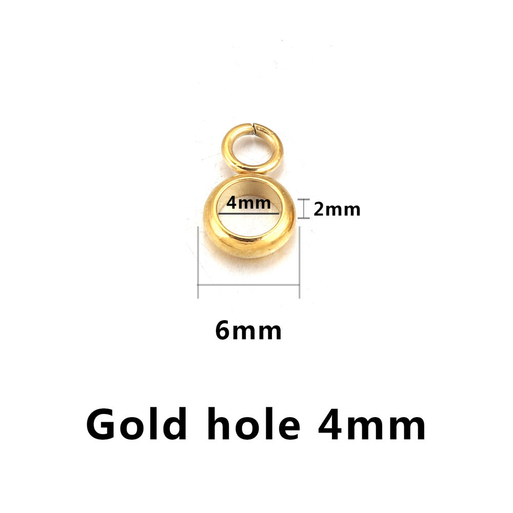 20PCS Stainless Steel Bails Beads Roundelle Barrel Large Hole Hanger Links Connectors with Charm Loop for Snake Chain European Bracelet Pendant, 2~5mm Hole