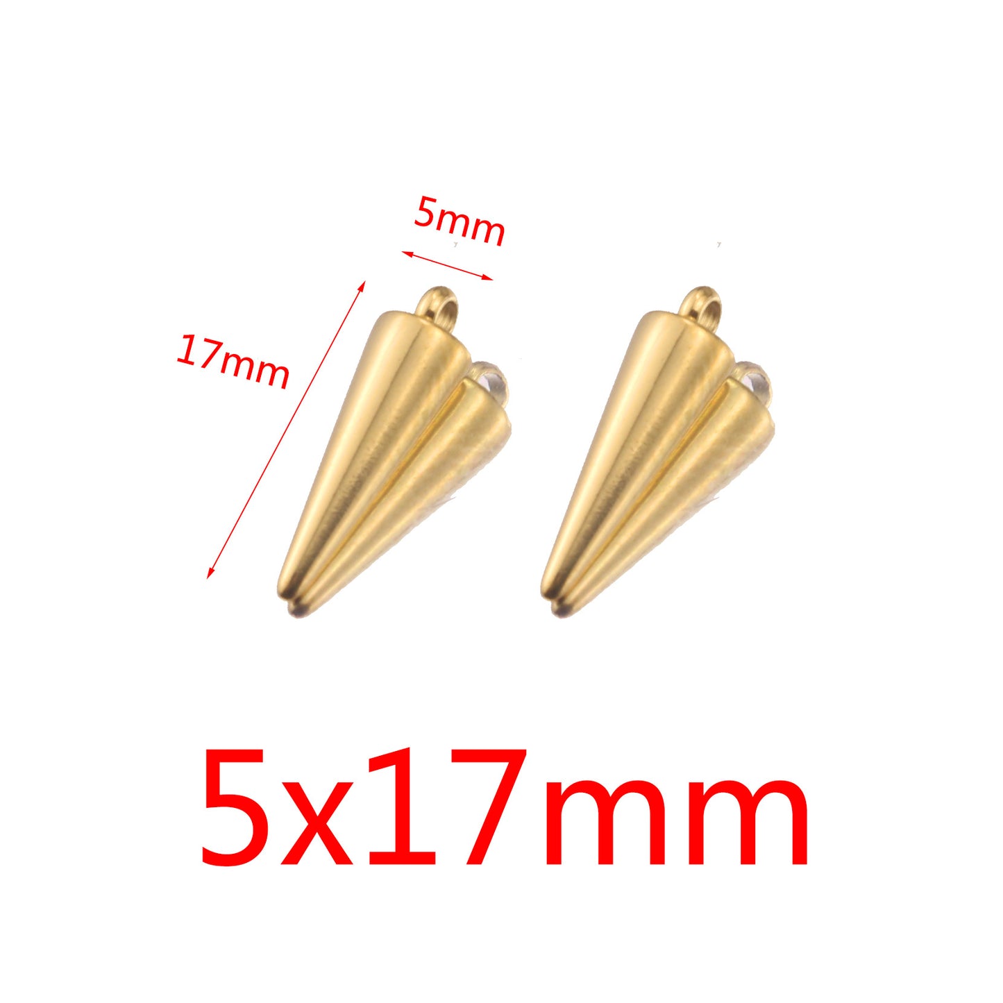5PCS Stainless Steel Conical Small Pendants | Plated Mini Charms, Minimalist DIY Accessories for Earrings & Jewelry Making