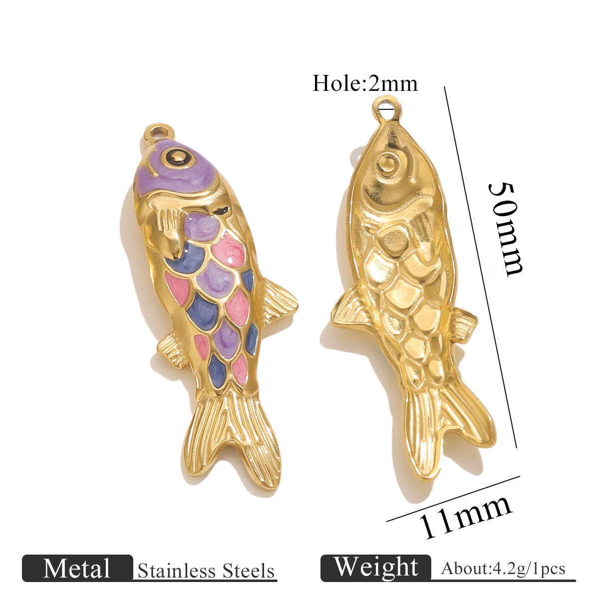 Stainless Steel (Titanium Steel) Colorful Enamel Fish Pendants | DIY Jewelry Accessories, Vibrant Sea Fish Charms for Necklaces & Bracelets