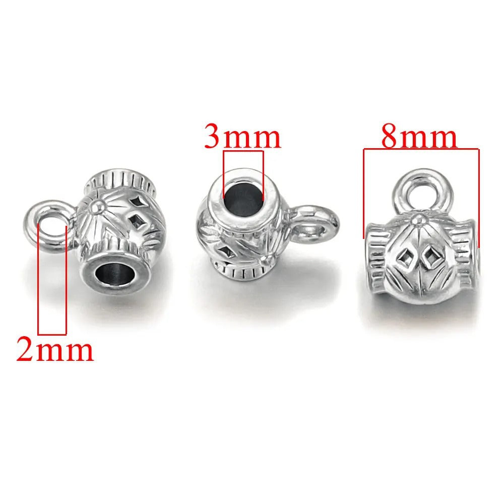 2PCS Titanium Steel Retro Totem Beads - Integrated Stainless Steel Large-Hole Dangle Beads, Bracelet/Necklace Spacer & Positioning Parts, DIY Accessories