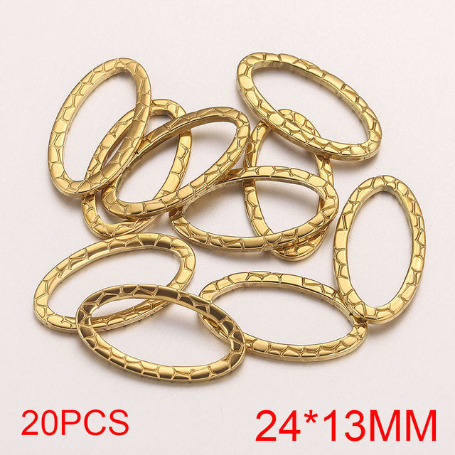 20PCS Stainless Steel Oval & Rectangular Frame Earring Connectors - DIY Jewelry Making Supplies & Components