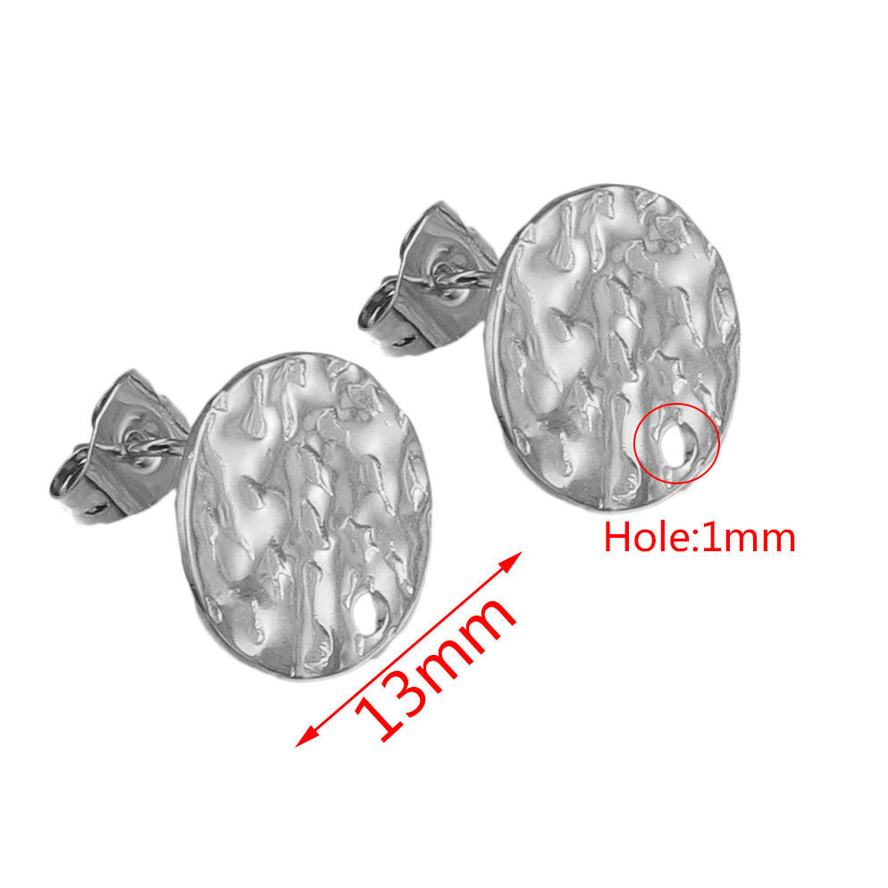 5Pairs Stainless Steel DIY Earring Components - Geometric Textured Blanks & Posts with Holes, Titanium Steel for Earrings