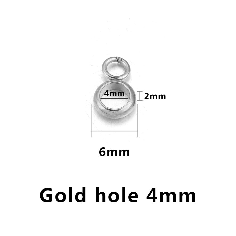 20PCS Stainless Steel Bails Beads Roundelle Barrel Large Hole Hanger Links Connectors with Charm Loop for Snake Chain European Bracelet Pendant, 2~5mm Hole