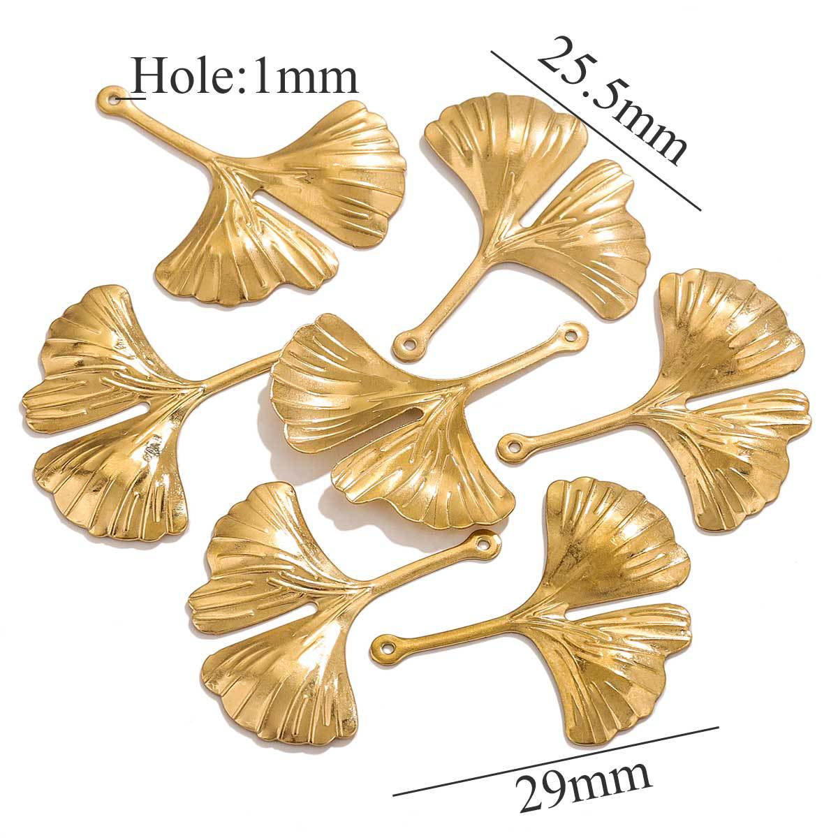 20PCS Stainless Steel Leaf & Ginkgo Leaf Charms - DIY Vintage-Style Earring & Hair Accessory Pendants