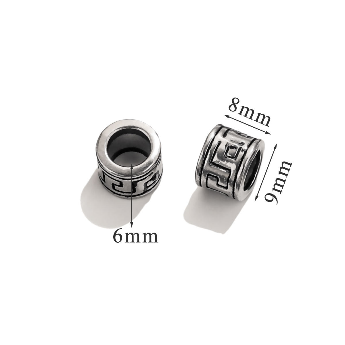 Vintage Blackened Stainless Steel Beads - Six-Word Mantra & Swastika Pattern for DIY Bracelet, Titanium Steel Stringing Beads