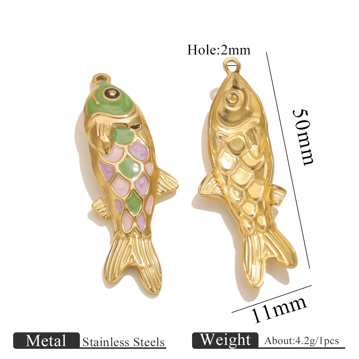 Stainless Steel (Titanium Steel) Colorful Enamel Fish Pendants | DIY Jewelry Accessories, Vibrant Sea Fish Charms for Necklaces & Bracelets