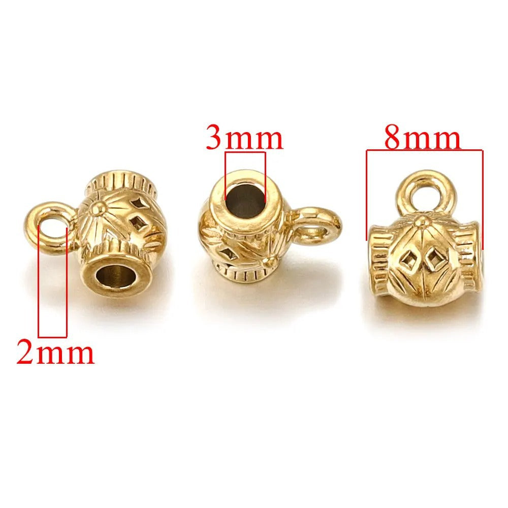 2PCS Titanium Steel Retro Totem Beads - Integrated Stainless Steel Large-Hole Dangle Beads, Bracelet/Necklace Spacer & Positioning Parts, DIY Accessories