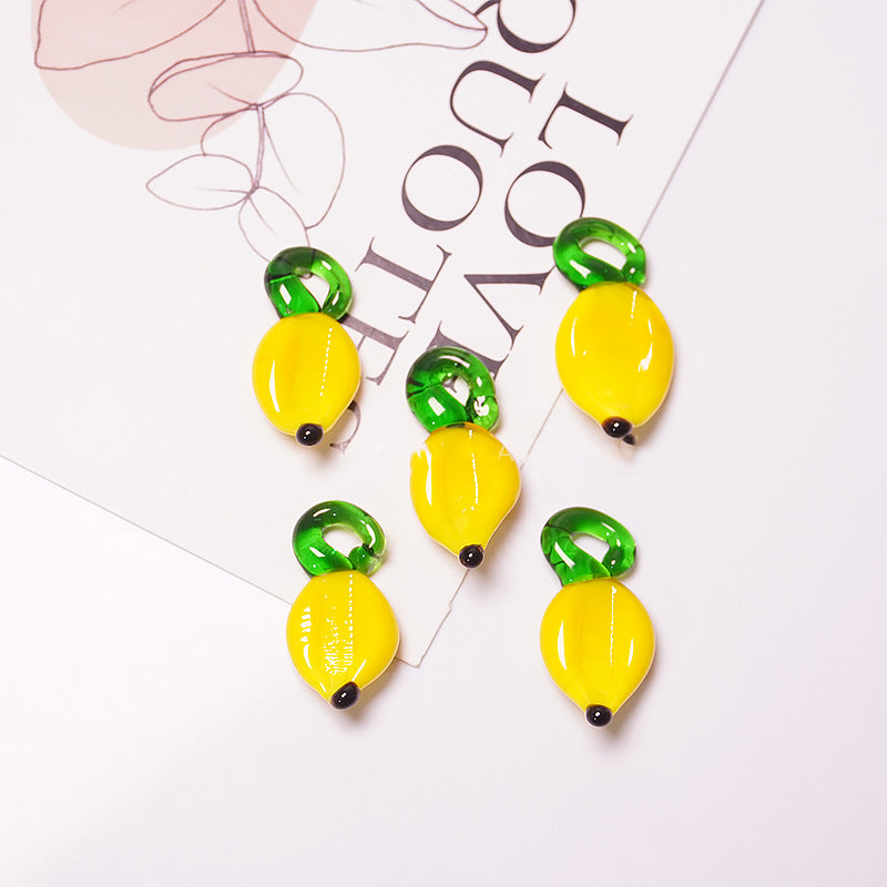 4PCS DIY Fruit Beads - Watermelon/Pumpkin/Cherry/Strawberry/Banana/Tangerine Charms for Earrings Necklaces, Handmade Jewelry Making Supplies