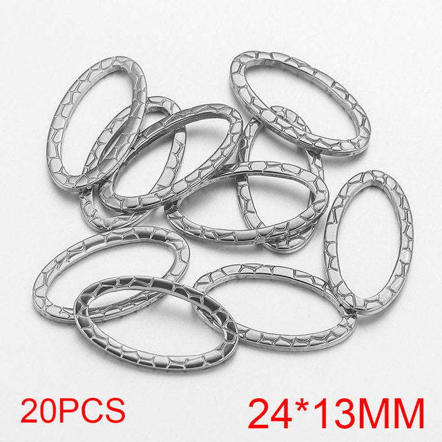 20PCS Stainless Steel Oval & Rectangular Frame Earring Connectors - DIY Jewelry Making Supplies & Components