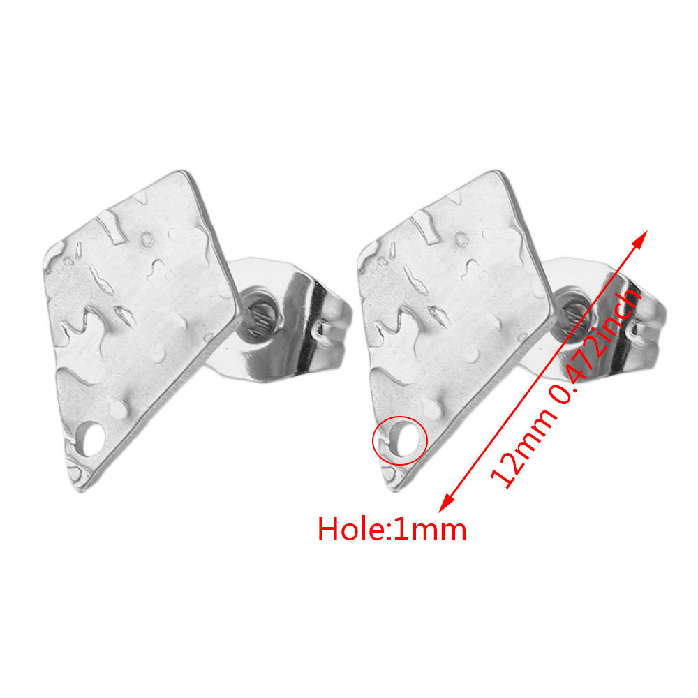 5Pairs Stainless Steel DIY Earring Components - Geometric Textured Blanks & Posts with Holes, Titanium Steel for Earrings