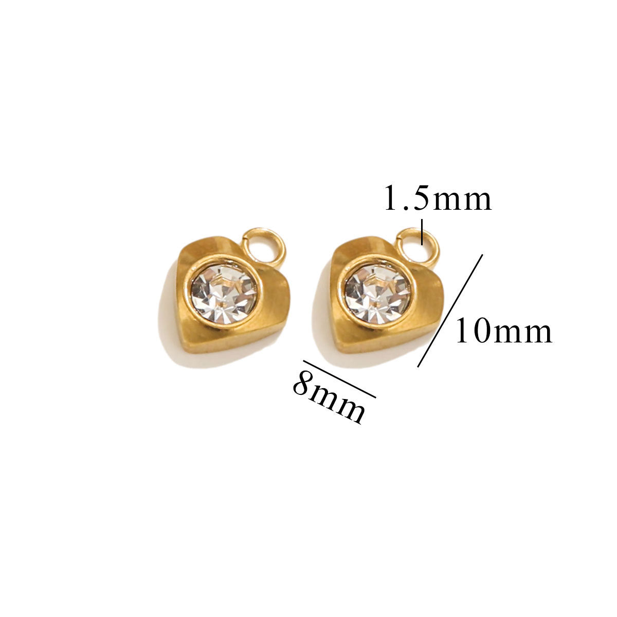 10PCS Stainless Steel Heart/Star/Plum Blossom Pendants | White Zircon Inlays, Tiny Sparkly Charms for DIY Necklaces & Earrings