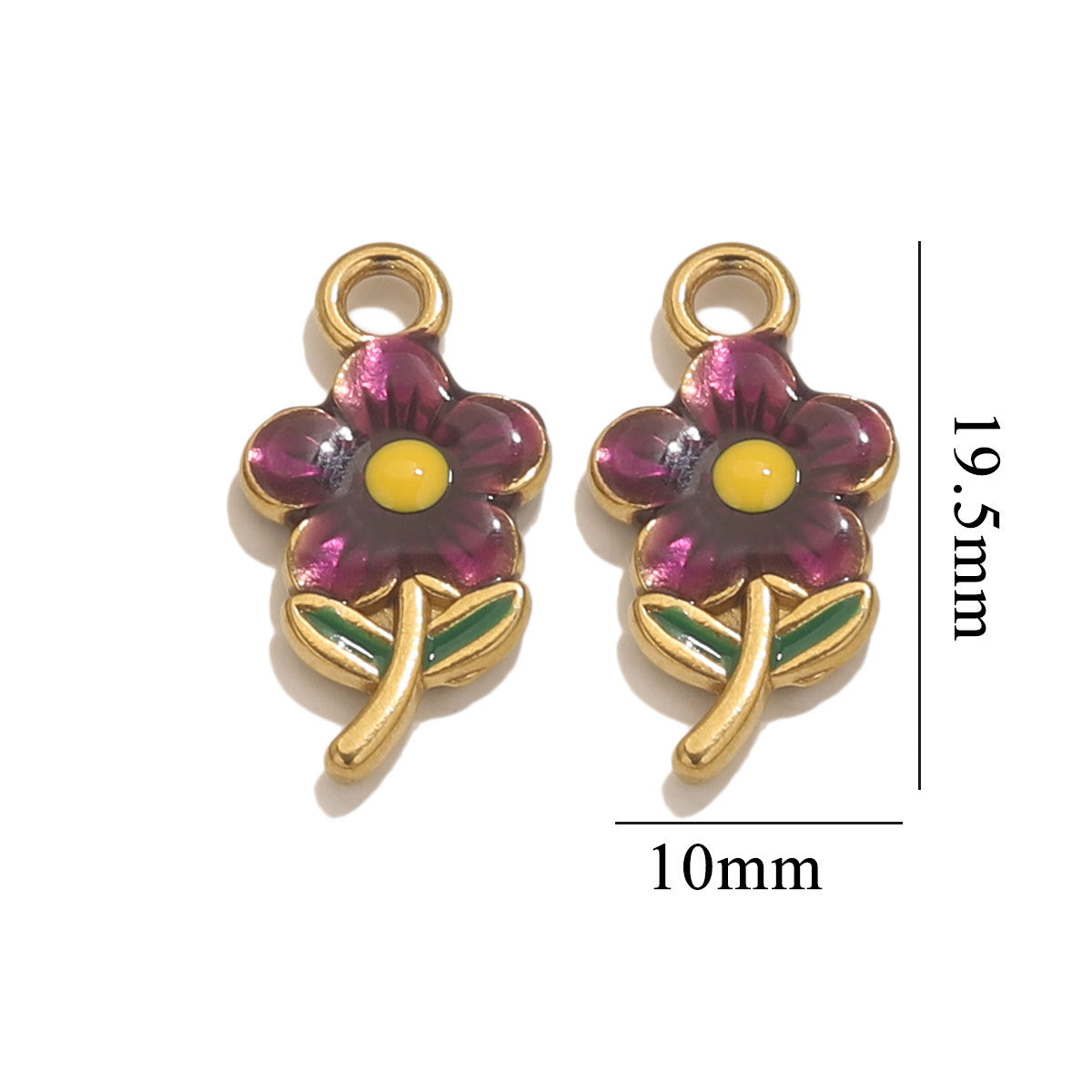 Stainless Steel Cute Flower Charms | Double-Sided Enamel Pendants, DIY Accessories for Bracelets, Necklaces & Earrings