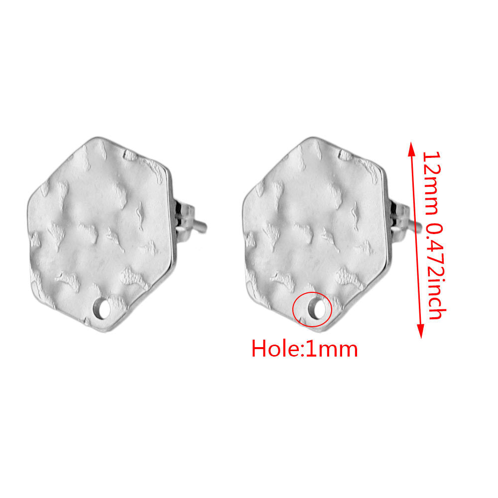5Pairs Stainless Steel DIY Earring Components - Geometric Textured Blanks & Posts with Holes, Titanium Steel for Earrings