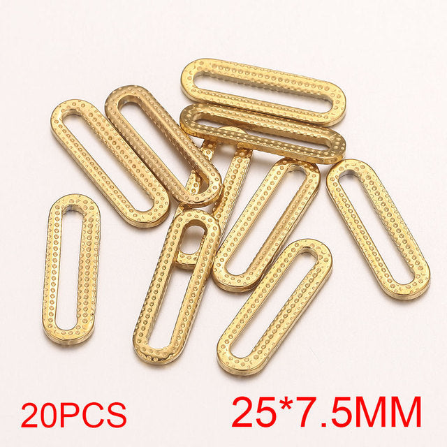 20PCS Stainless Steel Oval & Rectangular Frame Earring Connectors - DIY Jewelry Making Supplies & Components